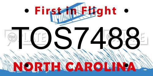 TOS7488 North Carolina License Plate