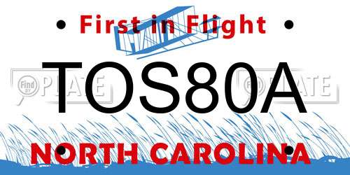 TOS80A North Carolina License Plate