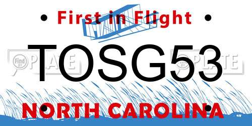 TOSG53 North Carolina License Plate