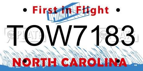 TOW7183 North Carolina License Plate