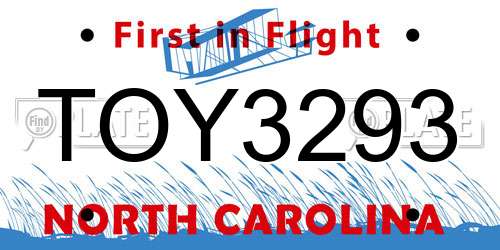TOY3293 North Carolina License Plate