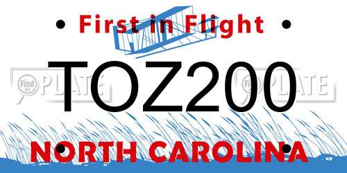 TOZ200 North Carolina License Plate