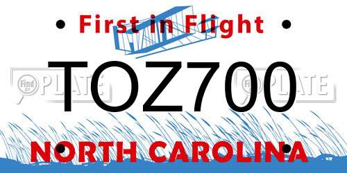 TOZ700 North Carolina License Plate