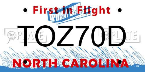 TOZ70D North Carolina License Plate