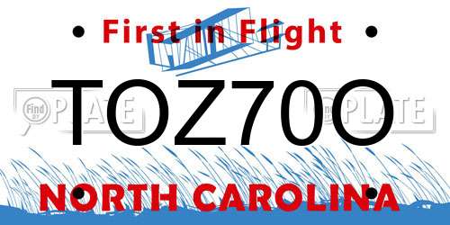 TOZ70O North Carolina License Plate