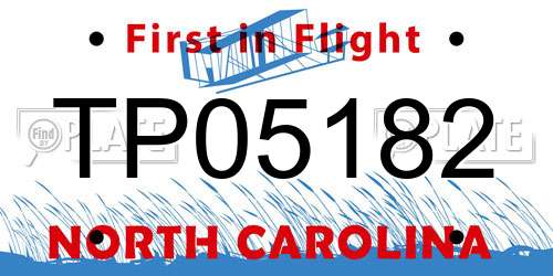TP05182 North Carolina License Plate