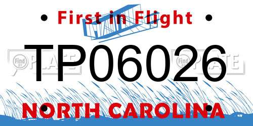 TP06026 North Carolina License Plate