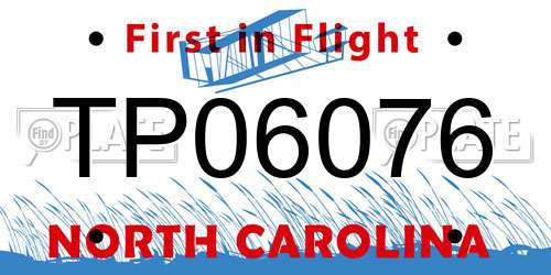 TP06076 North Carolina License Plate