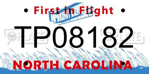 TP08182 North Carolina License Plate