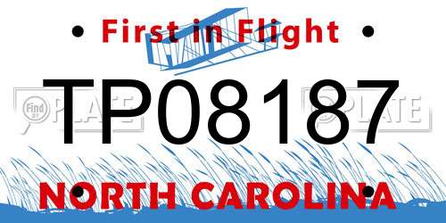 TP08187 North Carolina License Plate