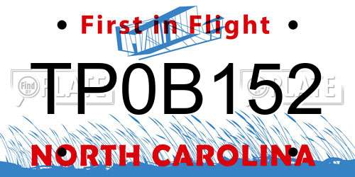 TP0B152 North Carolina License Plate