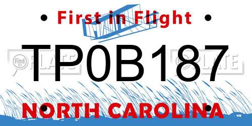 TP0B187 North Carolina License Plate