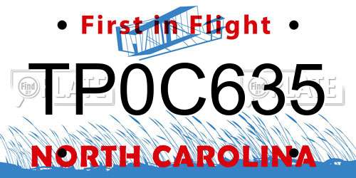 TP0C635 North Carolina License Plate