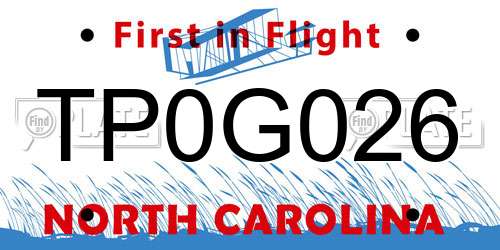 TP0G026 North Carolina License Plate