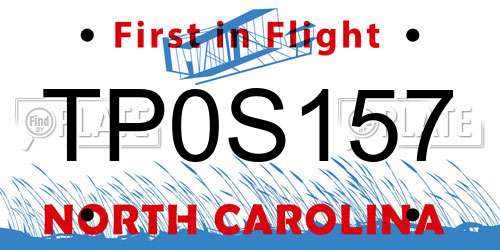 TP0S157 North Carolina License Plate