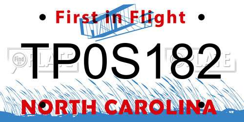 TP0S182 North Carolina License Plate