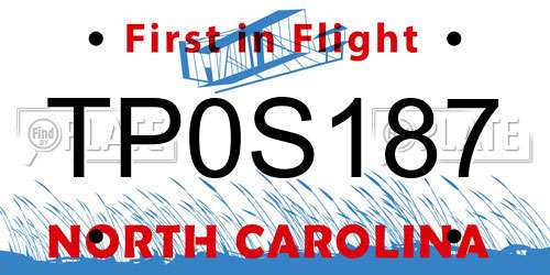 TP0S187 North Carolina License Plate