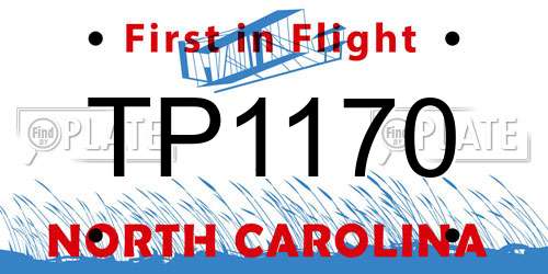 TP1170 North Carolina License Plate