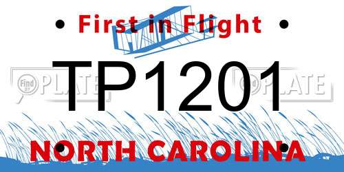 TP1201 North Carolina License Plate