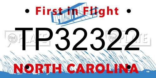TP32322 North Carolina License Plate