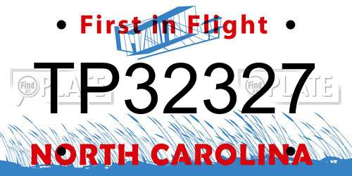 TP32327 North Carolina License Plate