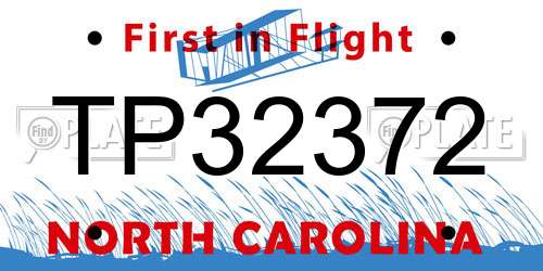 TP32372 North Carolina License Plate