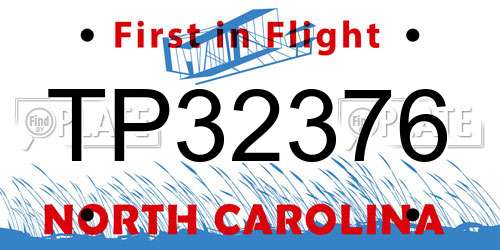 TP32376 North Carolina License Plate