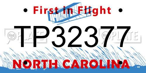 TP32377 North Carolina License Plate