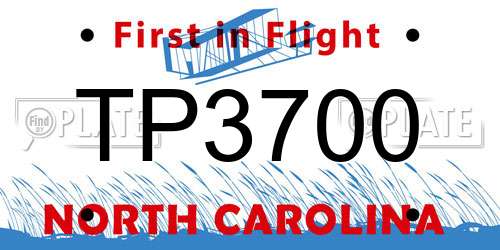 TP3700 North Carolina License Plate