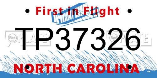 TP37326 North Carolina License Plate