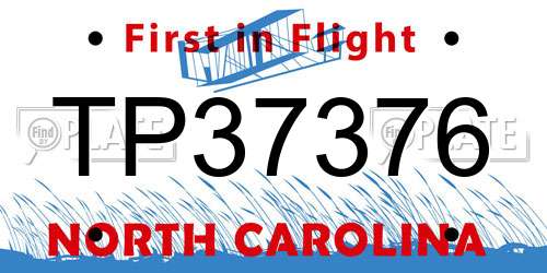 TP37376 North Carolina License Plate