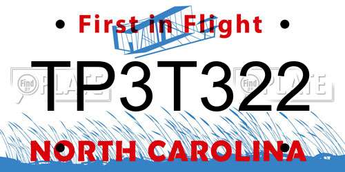 TP3T322 North Carolina License Plate