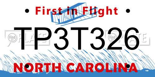 TP3T326 North Carolina License Plate