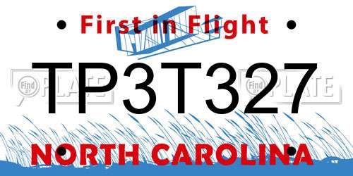 TP3T327 North Carolina License Plate