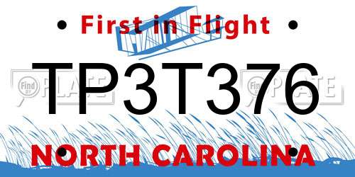 TP3T376 North Carolina License Plate