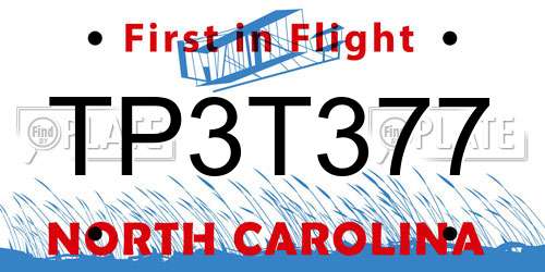 TP3T377 North Carolina License Plate