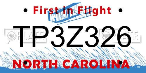 TP3Z326 North Carolina License Plate