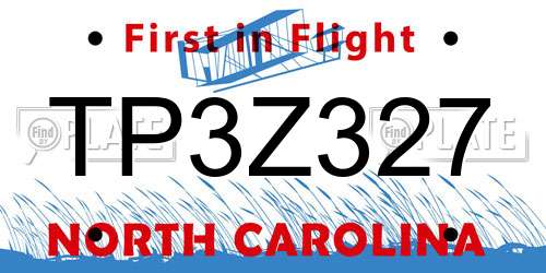 TP3Z327 North Carolina License Plate
