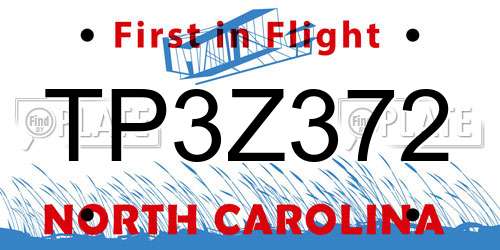 TP3Z372 North Carolina License Plate