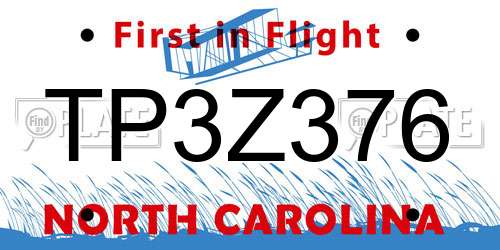 TP3Z376 North Carolina License Plate