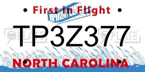 TP3Z377 North Carolina License Plate