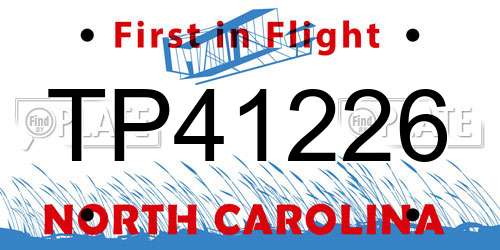 TP41226 North Carolina License Plate