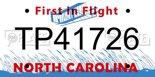 TP41726 North Carolina License Plate