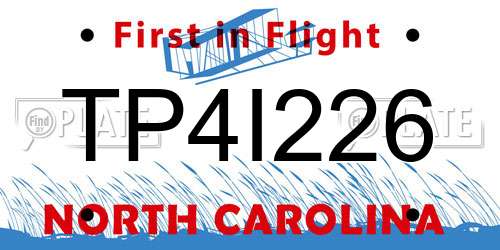 TP4I226 North Carolina License Plate