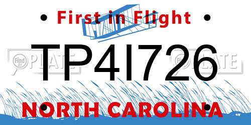 TP4I726 North Carolina License Plate
