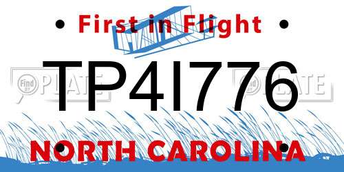TP4I776 North Carolina License Plate