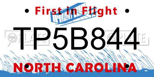 TP5B844 North Carolina License Plate