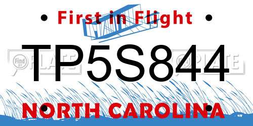 TP5S844 North Carolina License Plate