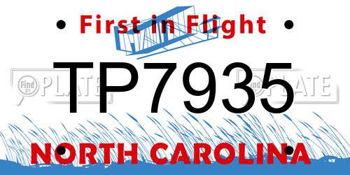 TP7935 North Carolina License Plate