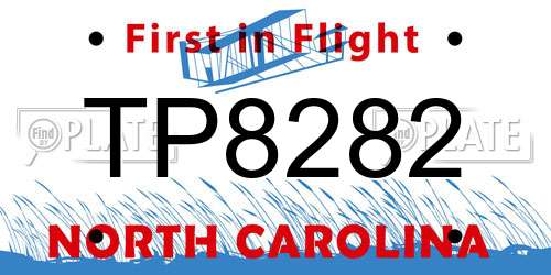 TP8282 North Carolina License Plate